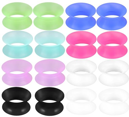 APMGONT 8 Paar Silikon Ohr Tunnel Set, 3-20mm Silikon Flexibel Flesh Tunnel Extra Soft Ohr Plug Expander Ohrringe Piercing Schmuck für Frauen Männer, Mehrfarbige (12mm)