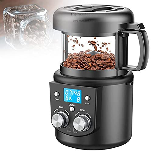 1400W Coffee Bean Roaster Roaster, 80-100g Automatic Small Hot Air Coffee Roasting Machine Household Roasted Coffee Bean Machine with Automatic Cooling, Suitable for Home Baking