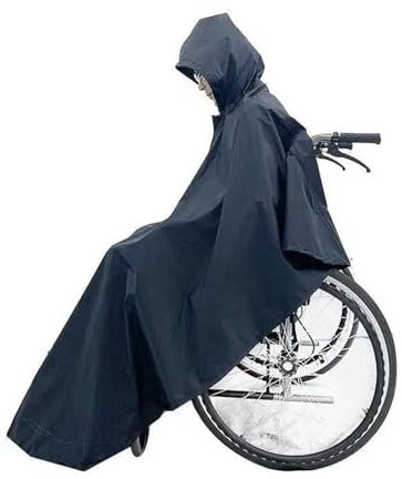 MZPOZB Regencape Für Rollstuhlfahrer Rollstuhl-Regenmantel for Erwachsene, verdickter, verlängerter, wasserdichter, reflektierender Sicherheits-Poncho aus Polyester Rollstuhl-Poncho(Black)