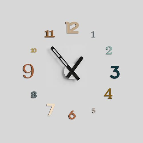 Giallobus - Orologio da Parete Adesivo Grande Float - Typos - Legno Mdf - Float ⌀ 60/80/110cm - 04 - Desert - Orologio da parete moderno - Numeri adesivi 3d - Diametro variabile 60/80/100cm