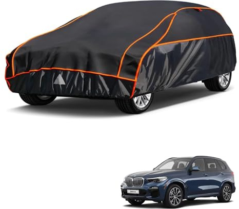 kayme Hagelschutzplane Auto Autoabdeckung Wasserdicht Atmungsaktiv，Hagelschutz Vollgarage Passend für BMW X5（2007-2024）, Hagelschutzgarage Abdeckplane für Hagel Sonne Regen Schutz, Schwarz