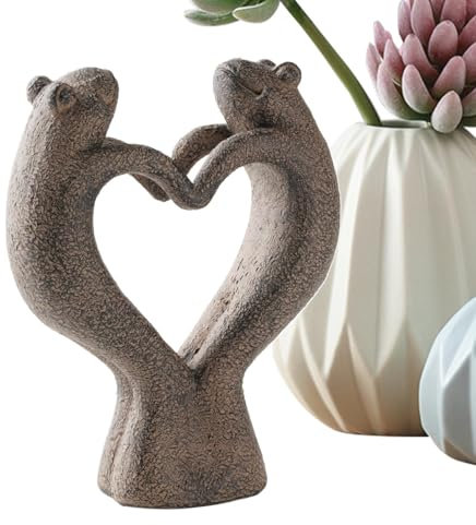 Shenrongtong Statues de Jardin de Grenouilles, Figurines de Grenouilles romantiques - Grenouilles de Couple Heureux en résine - Décor de Jardin de Grenouille à Collectionner, décoration d'animaux de