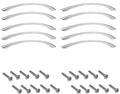 JIADEXIN 10 Stück Möbelgriffe BA 96mm Chrom Poliert Edelstahloptik Küchengriff Schrankgriffe Griffe Möbel für Küchenschränke Schränke Möbel Schubladen