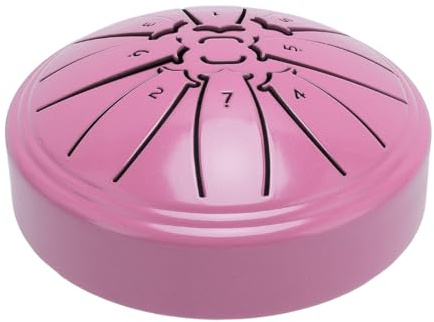 8-Noten-Handtrommel aus Metall, 4-Zoll-Mini-Stahlzungentrommel mit Trommelstock und Notenbuch (Rosa)