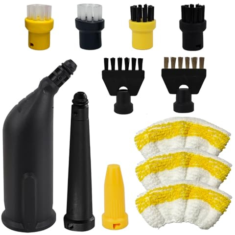12 Stück für Kärcher Dampfreiniger Zubehör, Rundbürste, Fugenbürsten, Handdüse Microfiber Cloth, Powerdüsen Set, Dampfreiniger Ersatzteile für kärcher SC1 SC2 SC3 SC4 SC5