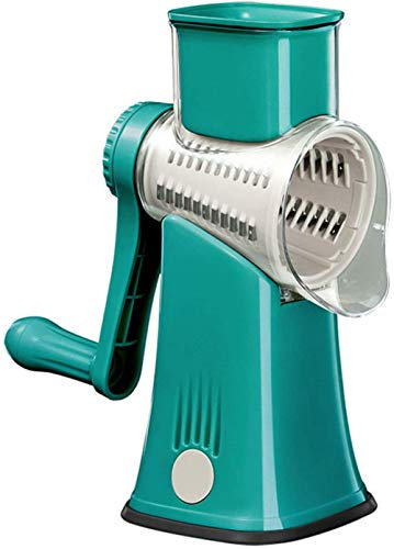 Máquina ralladora manual rotativa, cortadora de verduras multifunción ralladora de queso con 10 cuchillas intercambiables de acero inoxidable