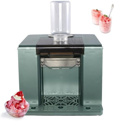 Macchina per ghiaccio a fiocchi di neve commerciale, tritaghiaccio elettrico con touch screen e secchio d'acqua da 750 ml, 60 kg/giorno, pulizia automatica, macchina per ghiaccio tritato(Green)
