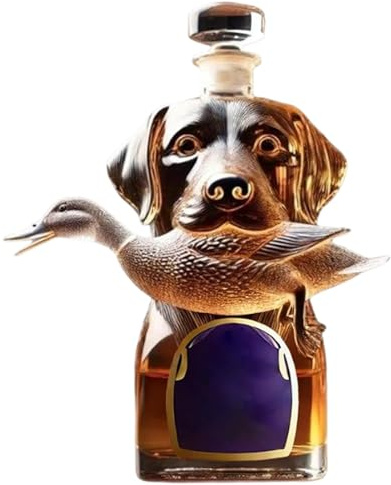 Hound Whisky Decanter - Bouteille d'alcool en forme de chien, verre décoratif spiritueux | Élégant Design Animal Carafe, récipient de whisky en verre gravé en 3D pour affichage de bars à domicile, Sta