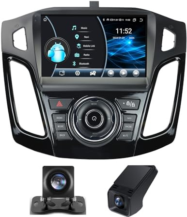 9 Pollici Radio Stereo Auto HD Androide 13 per Ford Focus 3 MK 3 2011-2019 Controllo del Volante Touch Screen GPS FM RDS Telecamera Posteriore+DVR CarPlay Android Auto 4G+WiFi BT5.0(B,NF-2)