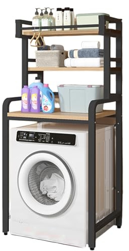 Washer Dryer Shelf Unit Over Washer Storage Rack Laundry Room Washing Machine Stand with Dryer Support Black 72in/183cm – Ideal for Bathroom & Laundry Spaces
