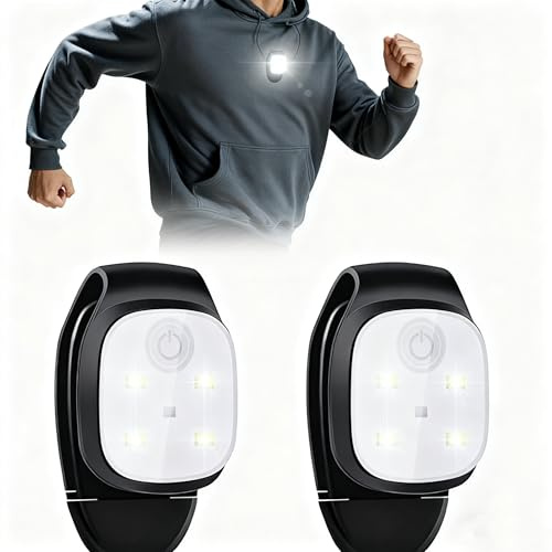 LOMUG Lampada a LED con clip, 2 pezzi, luce da corsa a LED, ricaricabile, luce lampeggiante, impermeabile, luce di sicurezza, accessorio da corsa per zaini, vestiti, corsa, jogging, campeggio, pesca