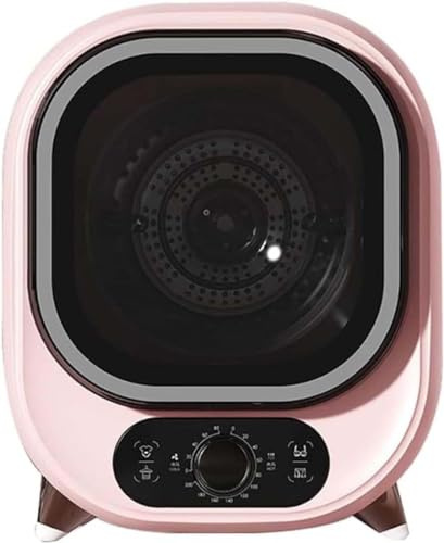 Secadora de condensación portátil, compacta, con capacidad de 5 kg y centrifugado de 0,8 kg, ahorradora de energía, diseño ventilado, ideal for espacios pequeños (azul, verde, blanco y rosa).(Pink)