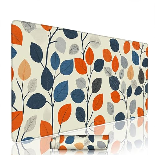 Tapis de Souris Abstrait sous Main Bureau Tapis de Souris Gaming XXL 900x500x3mm Mouse Pad Caoutchouc Feuilles Grand sous Main Gamer Accessoires PC Antidérapant et Imperméable, pour Clavier w-8864