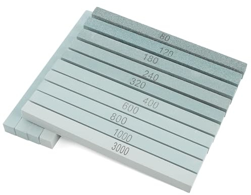 Worldity 20 Pcs 5.83 Inch Sharpening Stone Set, 10 Girt Sizes Rectangular Sharpening Stone Sticks- 3000# 1000# 800# 600# 400# 320# 240# 180# 120# 80#, Small Sharpening Stones for Knives, Scissors