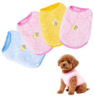 hommova 4 Pcs Kitten Clothes, Soft Kitten Vest & Puppy Jumper Set for Chihuahua Yorkie Teacup Small Dogs and Cats (XXS)