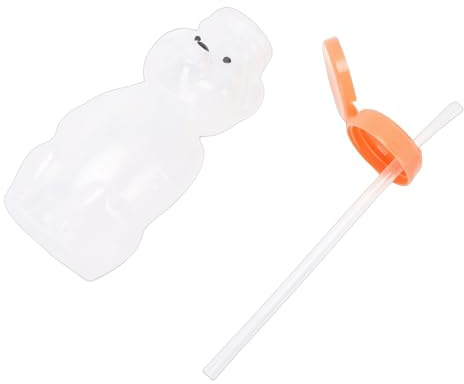 ZDAGELD Bicchieri Sippy Bear a Tenuta Stagna con Rotazione a 360° con Cannucce per Bambini Piccoli, Tazza Honeybear Riutilizzabile da 230 Ml per Latte, Succhi di Frutta, Frullati (Coperchio