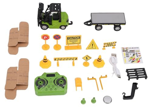 Naroote Mini Carrello Elevatore RC, Carrello Elevatore Telecomandato con APP con Rotazione a 360 Gradi con Rimorchio, Telaio in Lega, Scala 1:64, Ideale per Giocare e Visualizzare i (GREEN)