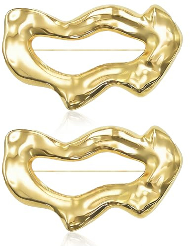 2 piezas de broches geométricos calados minimalistas dorados para mujer, adornos de alfileres dorados para broches geométricos, accesorios de joyería para trajes y disfraces, regalo