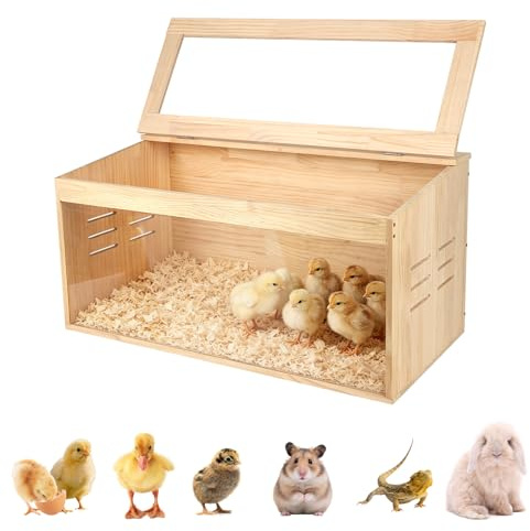 Hamsterkäfig aus Holz, Kleintierkäfig mit klappbarem Deckel, Acrylfenster und Belüftungslöchern 80x40x40cm Nagerkäfig für Hamster, Meerschweinchen, Zwergkaninchen, Küken und Reptilien