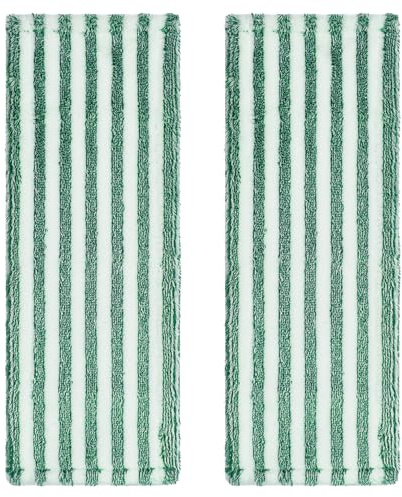 BETOOKY Recharge Microfibre Balai Plat 2 Pièces Vert Foncé, Lingettes Lavables Réutilisables, Absorbantes pour Nettoyage Sec et Humide, Compatibles avec Balais à Plat, Entretien Sols