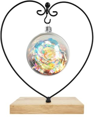 Fosinz Support à Plante Suspendue Bois en Fer pour Suspendre Un Terrarium en Verre, Globe, Ornement de Noël et décoration de Mariage à la Maison(coeur carré)