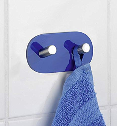4 x Wenko Wandhaken Duo Blau Edelstahl Badezimmer Haken Handtuchhaken ohne Bohren
