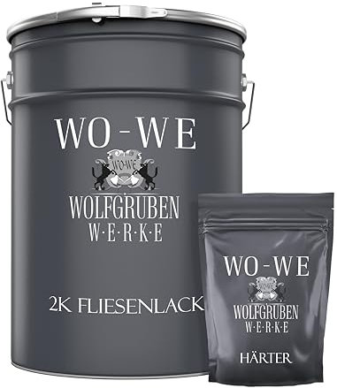 WO-WE 2K Fliesenlack – Fliesenfarbe für Küche, Badezimmer, Wand- & Bodenfliesen – Quarzgrau ähnl. RAL 7039-2,5Kg