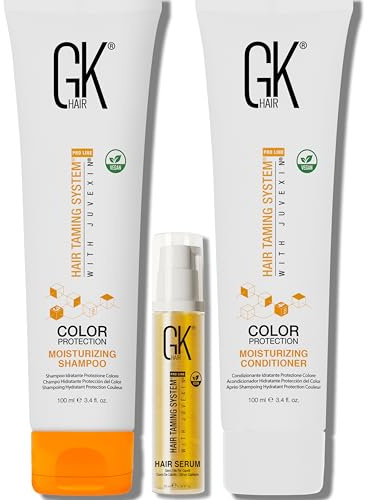 GK Hair Global Keratin Feuchtigkeitsspendendes Shampoo und Spülung, 100ml, mit Arganöl-Serum, 10ml, für trockenes, beschädigtes, repariertes und krauses Haar, sulfatfrei, parabenfrei