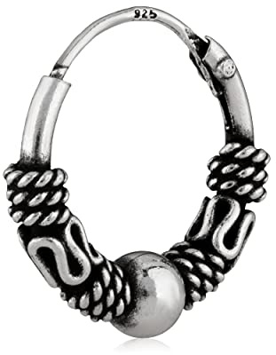 NKlaus Einzel Wikinger Creole 925 Silber mit Kugel Keltische Ohrring 12,7mm 3009