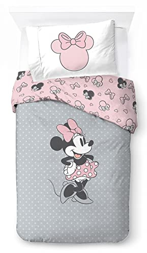 Jay Franco Disney Minnie Mouse One of a Kind 100% Cotton Single Duvet Cover Set - Includes Pillowcase