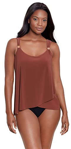 Miraclesuit Women's Swimsuit Razzle Dazzle Dazzle Underwire Bra Tankini Bathing Suit Top, Tamarind, 10