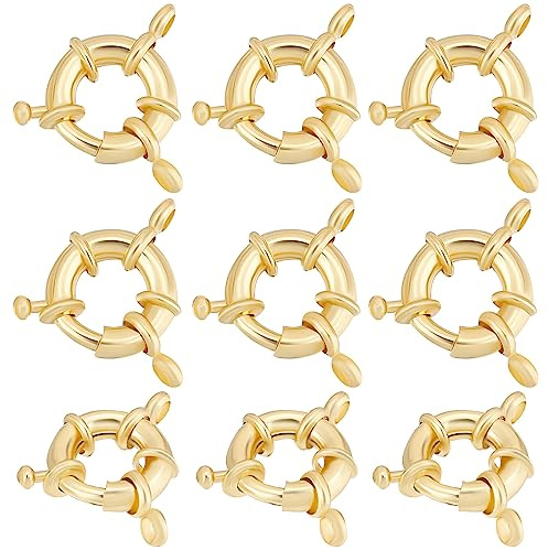 Beebeecraft 1 Box 10 Stück 18 Karat Vergoldet Schmuckverschluss 13 mm Federringverschlüsse Frühling Clasps Ring Halskette Link Verbinder Charms für Brecelet Halskette Schmuck DIY