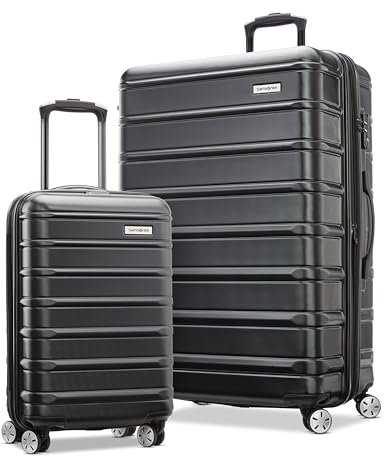 Samsonite Omni 2 Hartschalengepäck mit drehbaren Rollen, Unisex, erweiterbar, schwarz - Midnight Black, 2-Piece Set (19/28), Omni 2 Hardside Erweiterbares Gepäck mit Spinnrollen