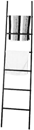 Handtuchleiter, rostfreie Oberfläche, Handtuchhalter im Leiterstil, bodenstehender Handtuchhalter, für Badezimmer, Balkon, Schlafzimmer, Schwarz