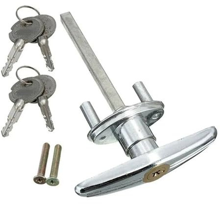 Garage Door Lock with 2/4 Keys T-Type Garage Lock Door Lock Cylinder Lock Crook Cross Lock for Caravan Motorhome Door Hardware(Lock 4 Keys)