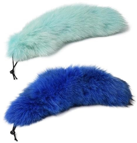 Nocyclonic 2 Pieces 40cm Fell Schwanz fox tail Tierschwanz AnhängerKeychain Extra Groß Schlüsselring Tasche Zusätze Auto Schlüsselketten Anhänger (29)