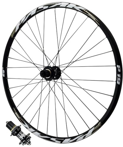 LPYDWZ MTB Bike Hjulsats 27,5 29 Tum, Aluminiumlegering Cykelfälg 32H Förseglat Lager Mountainbike Fram Bakhjul Kassettnav 26 Tum For 7-12 Hastigheter(BLACK Rear wheel,29 inch)