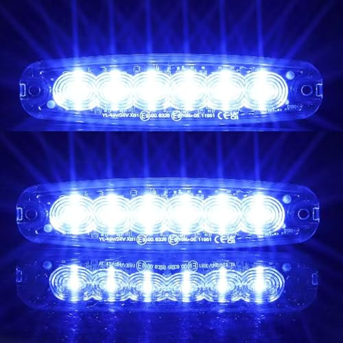 ETUKER 2X 6LEDS Frontblitzer Balu 12/24V Blaulicht Blitzlichter Warnleuchte für Truck Traktor, LKW