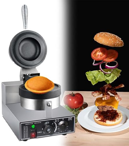 GESAIDES Máquina Comercial Eléctrica para Hacer Gofres y Hamburguesas, Máquina para Hacer Paninis Antiadherentes, Máquina para Hacer Hamburguesas con Helado de Acero Inoxidable