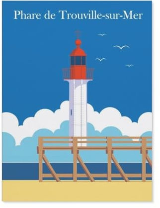 Puzzle 1000 Teile Landschaft Erwachsene Puzzle Holz Puzzle 3D Klassisches Puzzle，Trouville-sur-Mer Frankreich Leuchtturm，DIY Moderne Kunst Hauptdekor（75x50cm）-BP25
