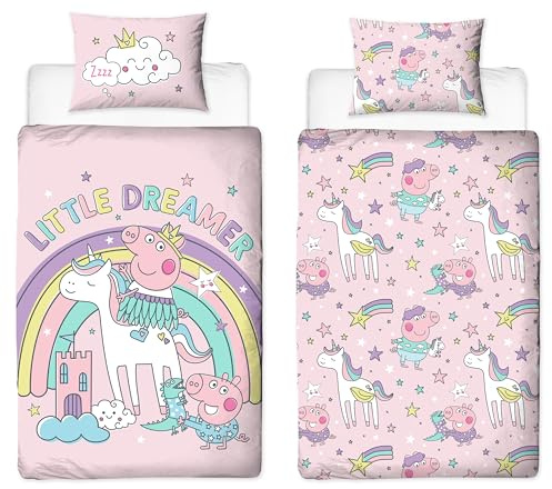 Peppa Pig Officially Licensed Toddler Cot Bed Duvet Cover | Bedtime Design Reversible 2 Sided Junior Bedding Including Matching Pillow Case Brands