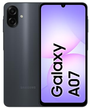 Samsung Galaxy A07 LTE, Smartphone Android, 128 Go de stockage, 4 Go de RAM, noir, 6 mises à niveau du système d'exploitation, grand écran, processeur 6 nm (version Émirats arabes unis)