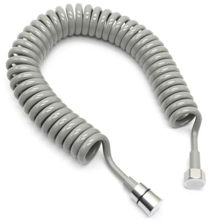 Dwitkul 5M Teleskopischer Duschschlauch,Flexible Bidet Federschlauch aus verstärktem PU – Armatur 304 Edelstahl –Badezimmer Spiralschlauch für Handbrause, Bidet, Spritzpistole & Waschbecken (Grau)