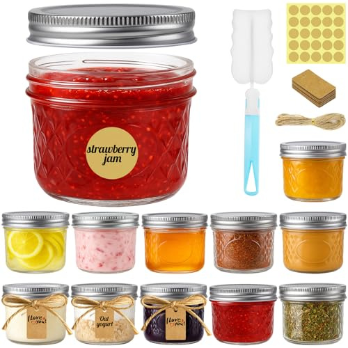 Ferenando 12 Pack Small Mason Jar 4oz/120ml Mini Mason Jars with Lids
