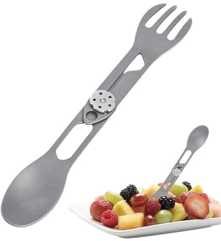 Furtryvl Titan-Göffel – 2-in-1 faltbarer Löffel und Gabel zum, tragbares Campingbesteck für, Wandern, Reisen, Grillen, Rucksackreisen, Ficnic