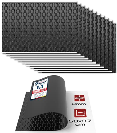 HASKYY Piastre in alluminio butilico da 2 mm, 2,22 m², 500 x 370 mm, 12 tappetini isolanti antirumore, autoadesivi per auto, isolamento acustico e isolamento acustico