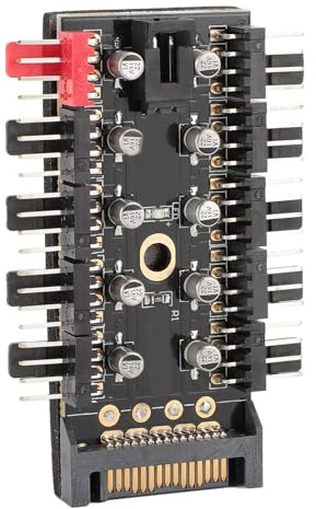 Taidda Chassi Fläkt Hub Effektiv CPU Kylfläkt Hub för Dator Moderkort 12V 4 Pin Fläkt PWM för Spelare och Entusiaster (Seriell ATA Power)