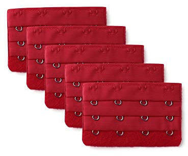 Sourcingmap Women Bra Extender Extension 3 X 4 Hooks Strap Band Multi Color | Soft Material, sturdy metal hook, 3x4 hook, Multi color, Comfortable for brs, daily use Red 3 Rows 4 Hooks 5 Pcs
