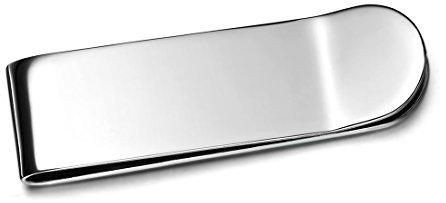 JewelryWe Schmuck Klassiker Poliert Edelstahl GELDSCHEINKLAMMER GELDKLAMMER GELDCLIP Money Clip MONEYCLIP, Silber für Herren Männer - mit Geschenk Tüte