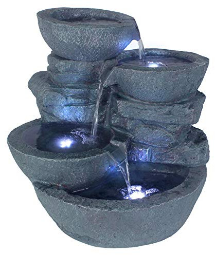 Fontaine d’intérieur Fontaine de jardin Fontaine avec éclairage à LED Cascade